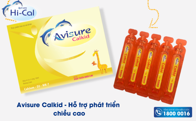 Avisure Calkid - Ống uống bổ sung canxi cho bé 4 tuổi